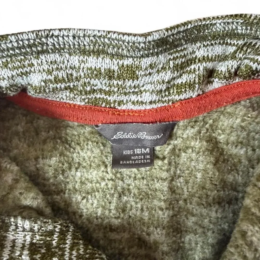 Eddie Bauer Kids Quarter Zip Fleece Pullover Green Marled Size 18M